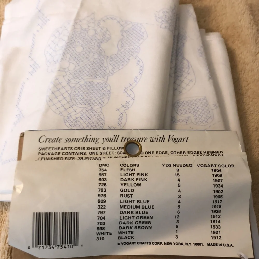 Vogart Sweethearts Crib Sheet Pillowcase For Embroidery Or Ballpoint painting